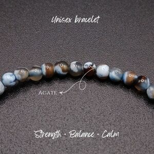 Agate Beaded Bracelet - Brown and Blue